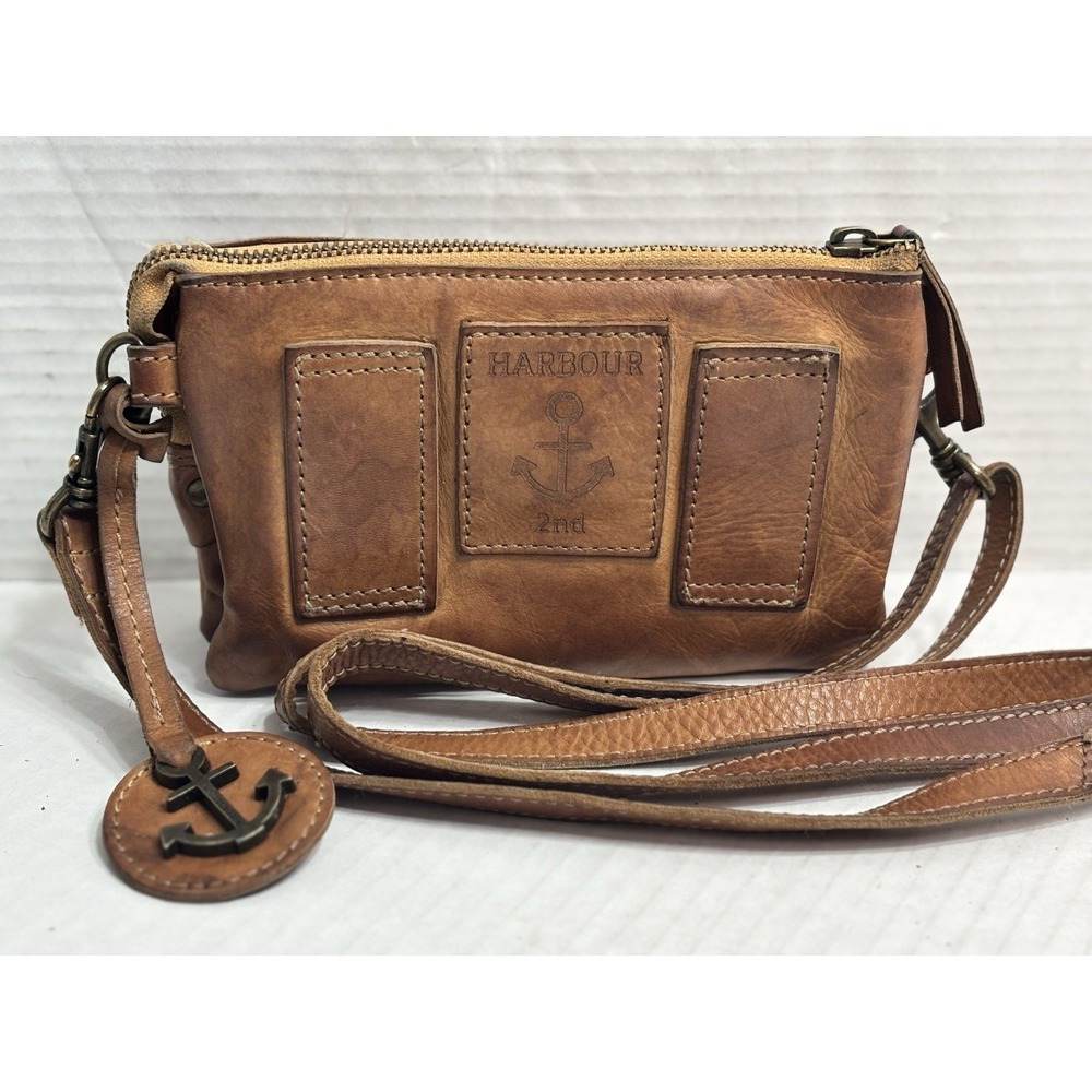 Harbour Leather Crossbody Wristlet Bag Anchor Brown 2nd Small Purse Anchor